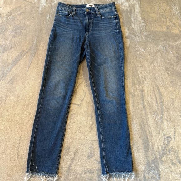 PAIGE Hoxton Slim Skinny Classic Fringe Denim Jeans Wmn’s Sz 27 - Picture 1 of 11